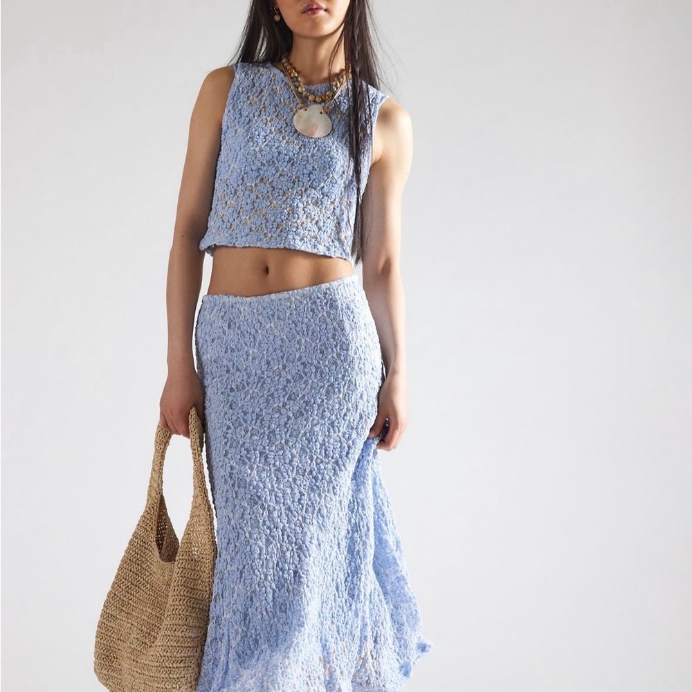 Free People Light Blue Skirt Set